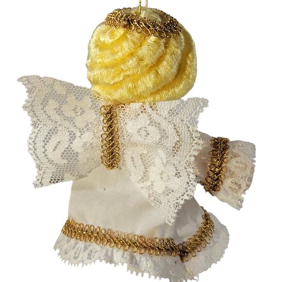 Vintage Angel Doll Ornament with Lace and Gold Trim - Picture 8 of 14